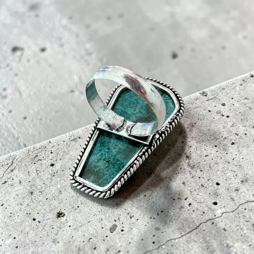 Mexican Laguna Lace 925 Silver Plated Coffin Ring Size 11